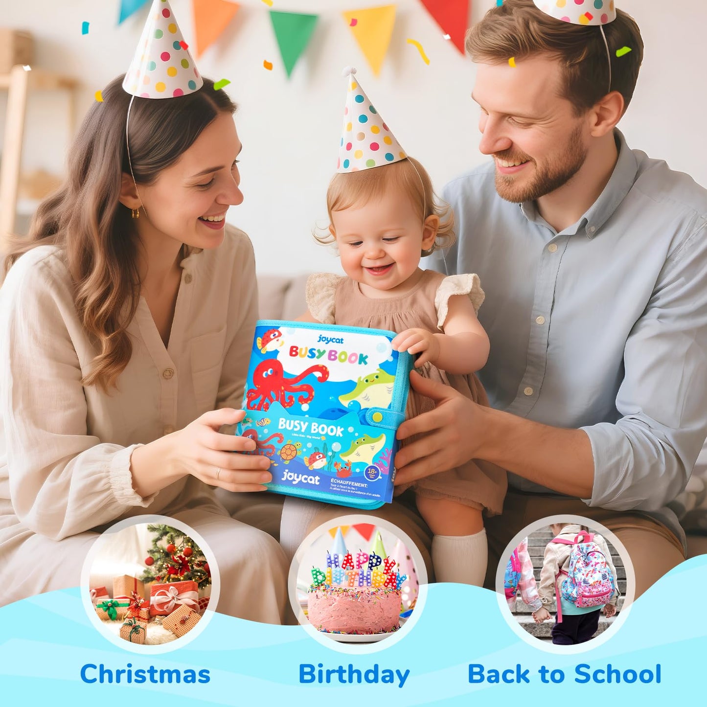 JoyCat Ocean Busy Book for Toddlers (1–3) | Travel Activity Toy with Sea Animals & Life Skills