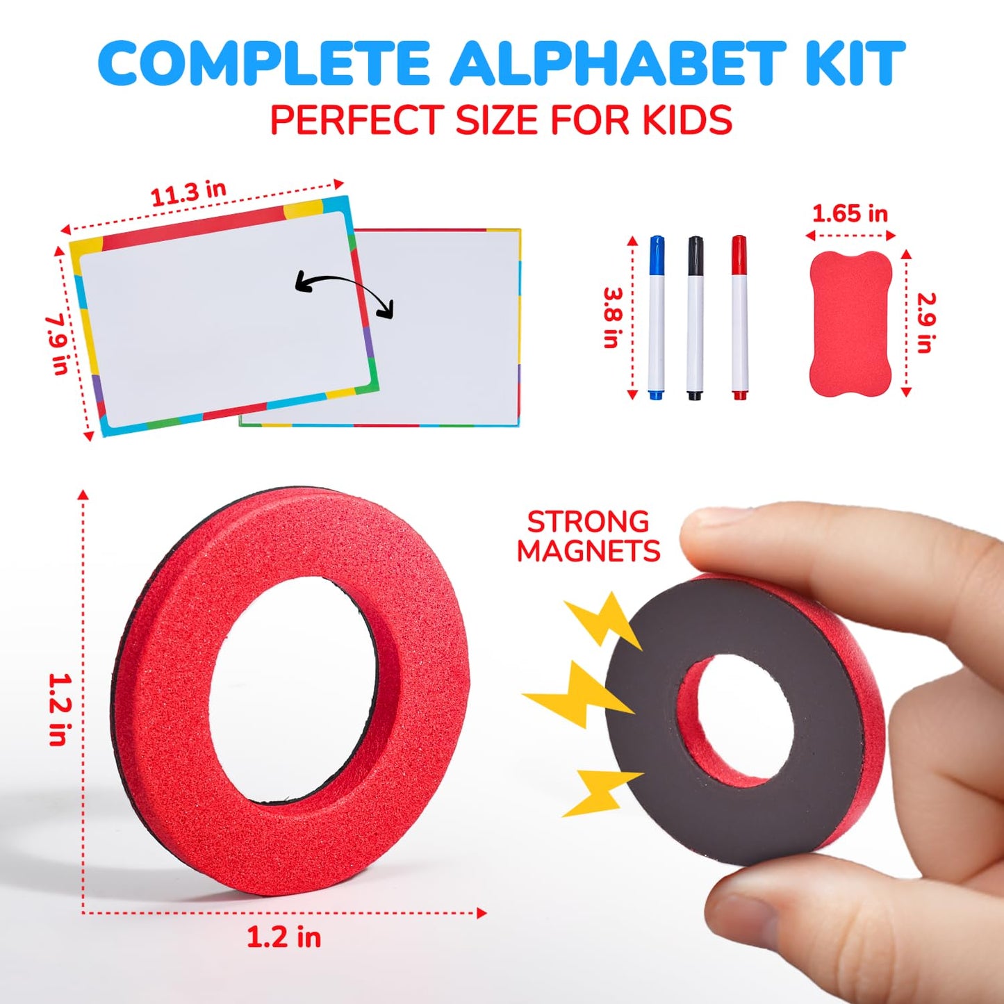 JoyCat Classroom Magnetic Letters Kit 234 Pcs with Double-Sided Magnet Board – Pack of 10
