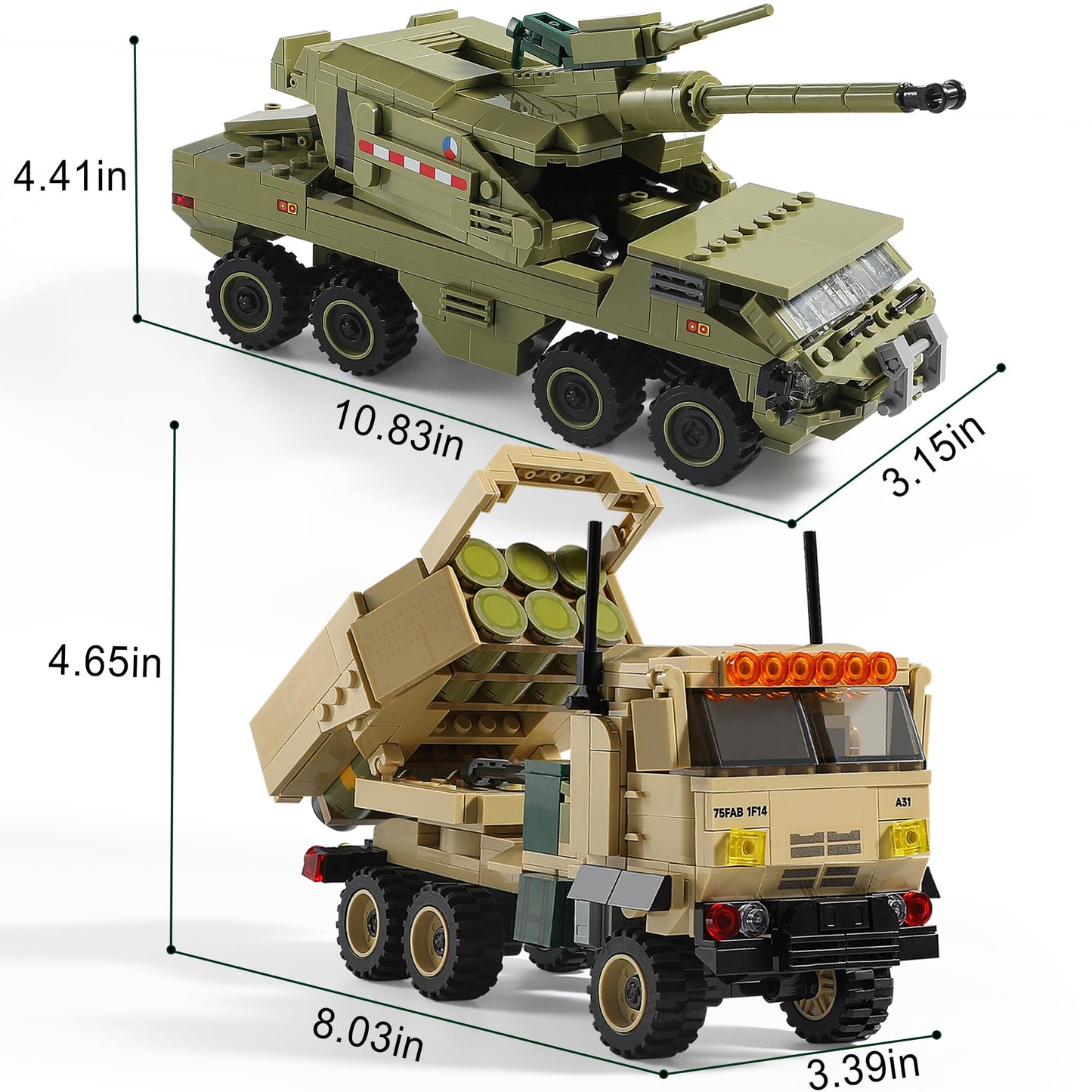 JOYCOLI Military Vehicles Building Sets – HIMARS Rocket Launcher & Dana M2 Howitzer | LEGO-Compatible STEM Toys for Ages 8-14