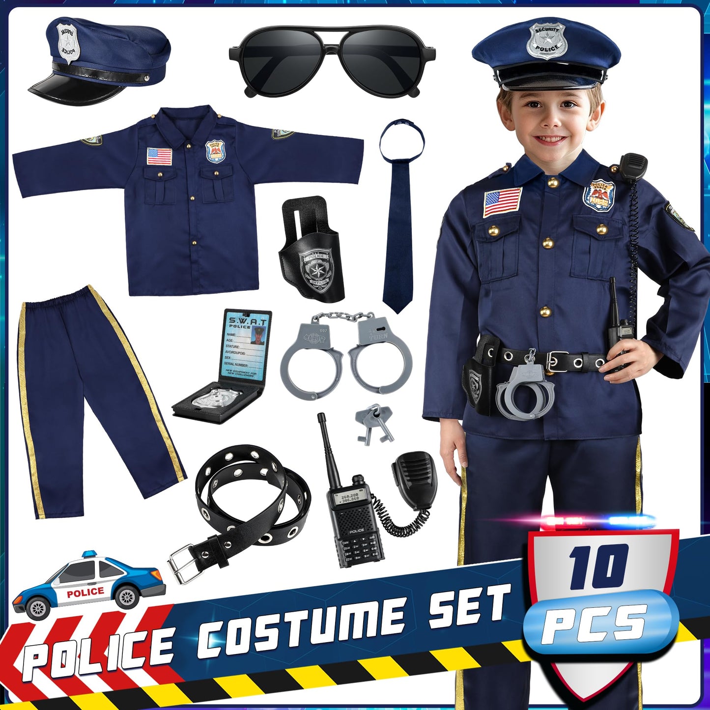Joycover Kids Police Officer Costume – 5-Piece Uniform & Accessories