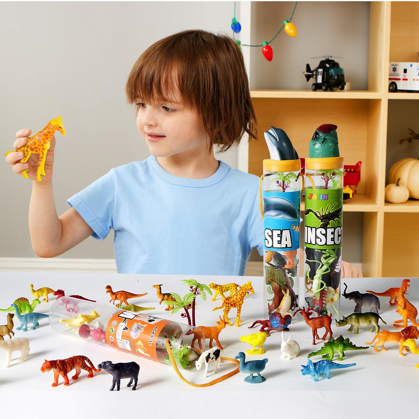 JOYIN 69 Pcs Small Animal Figures Set – Realistic Wild Jungle Playset for Kids 3–5