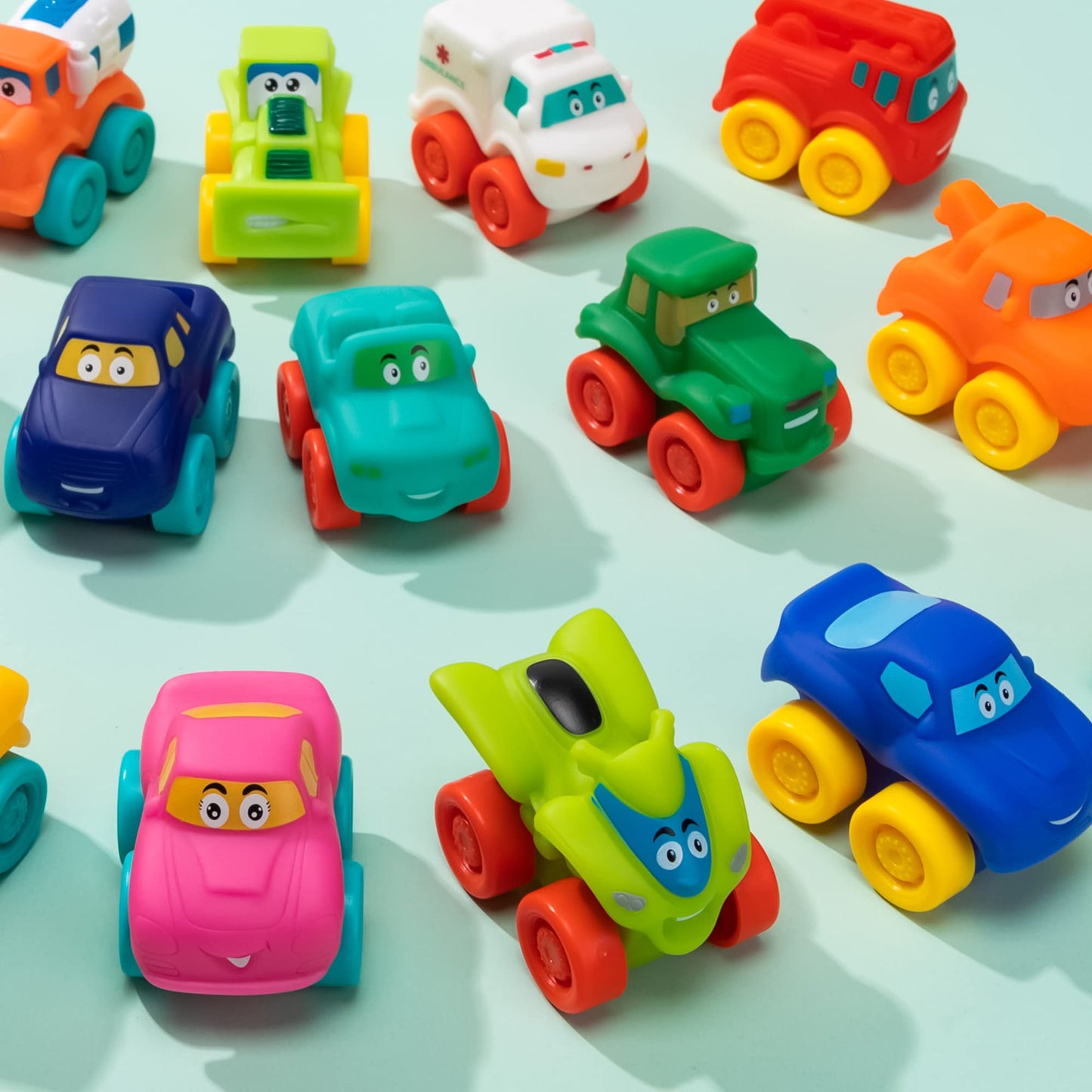 JOYIN Cartoon Cars Bath Toys — Soft Rubber Mini Vehicles for Toddlers