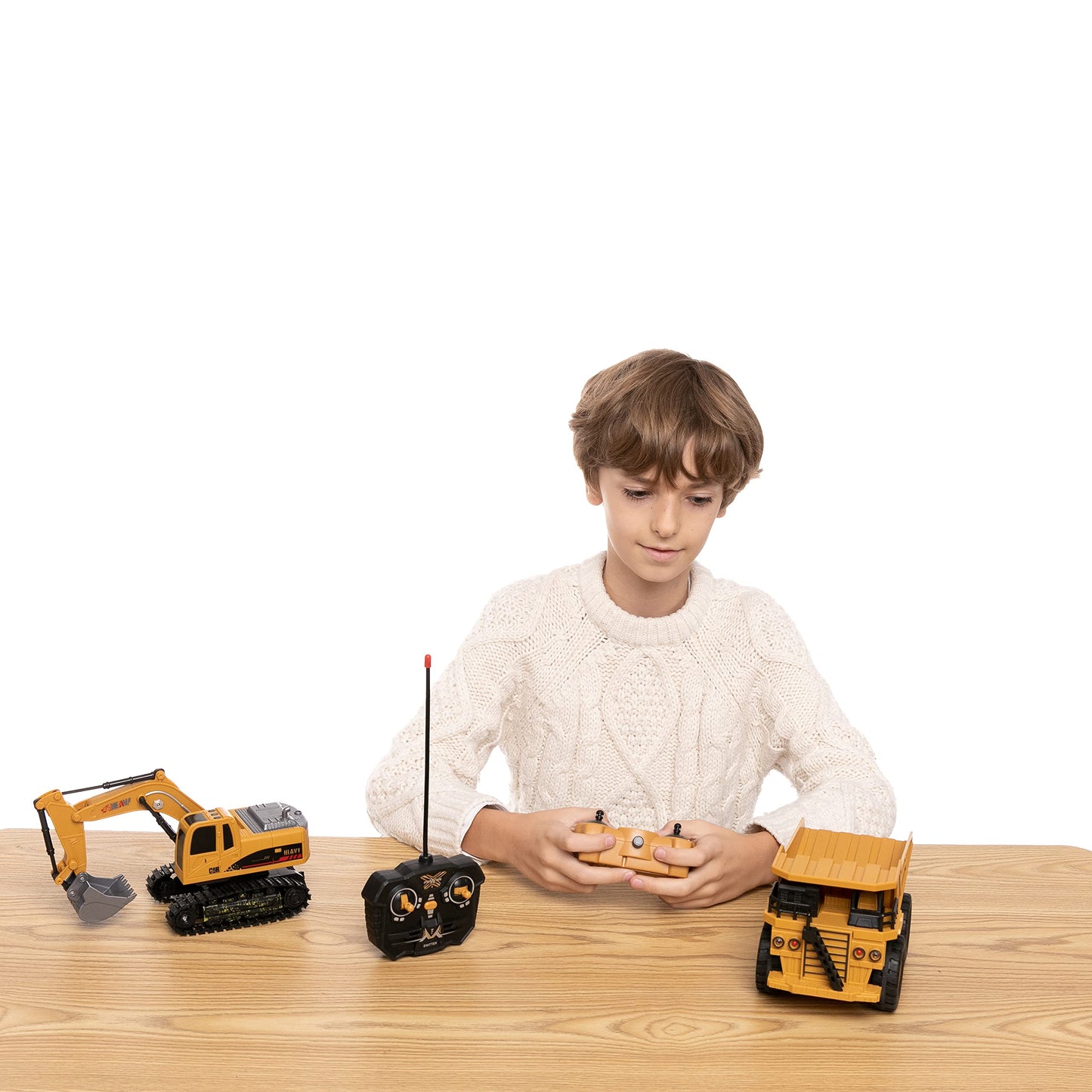 JOYIN 2‑Pack Remote Control Construction Vehicles — RC Excavator & Dump Truck with Lights & Sounds