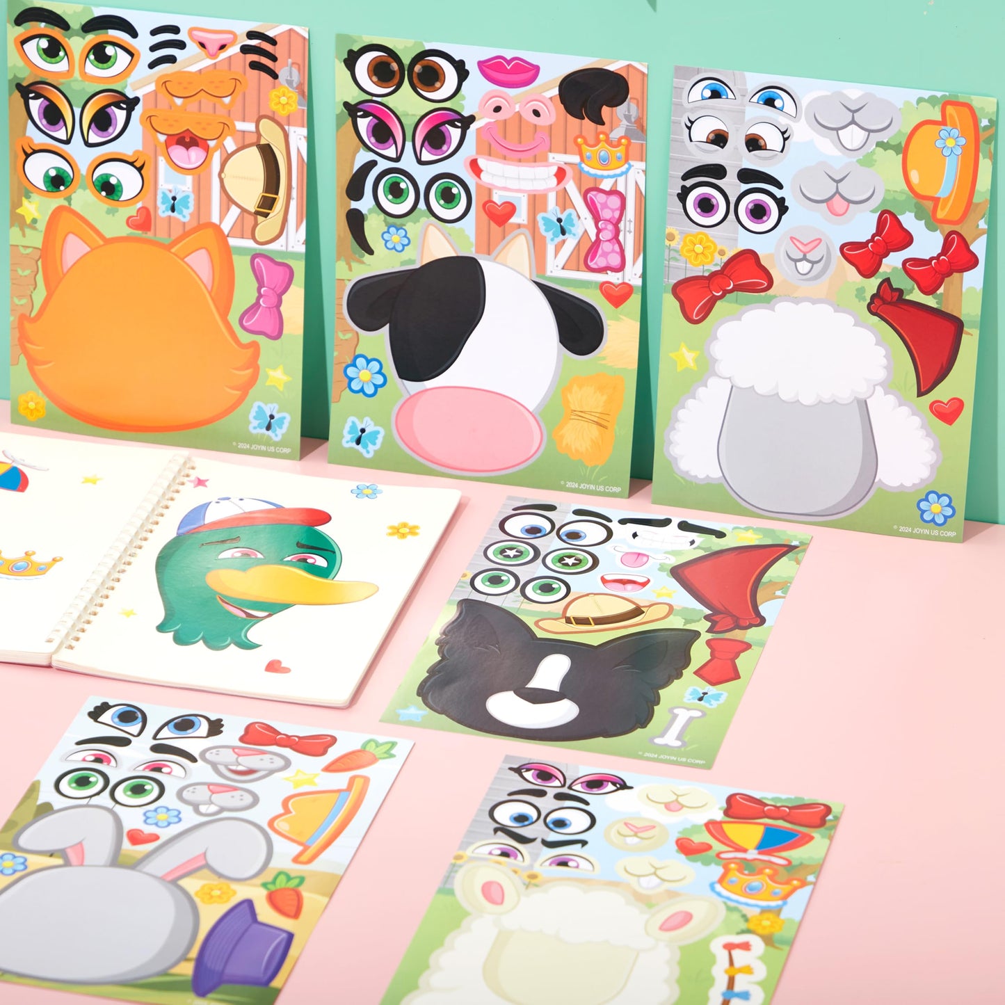 JOYIN 36 Pcs Farm Animals Make-a-Face Stickers – Mix & Match Party Decor & Kids Crafts