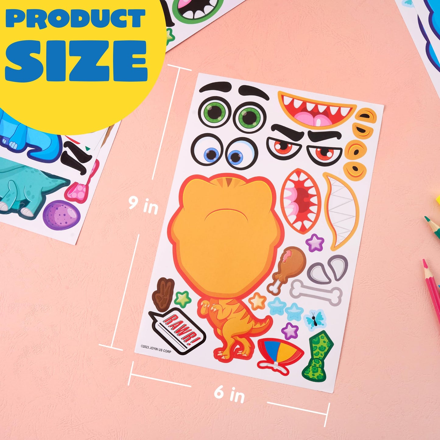 JOYIN 24PCS Make a Face Dinosaur Stickers for Kids – Party Favors & Craft Activities