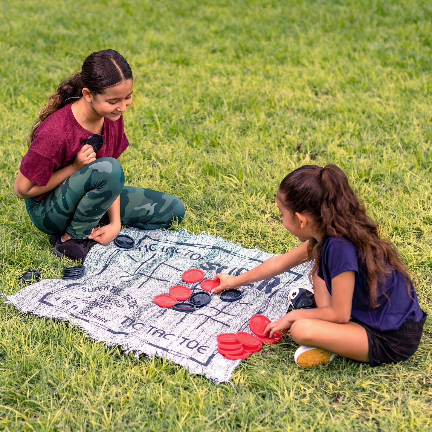 JOYIN 3-in-1 Vintage Giant Checkers & Tic Tac Toe Set – Indoor & Outdoor Family Game