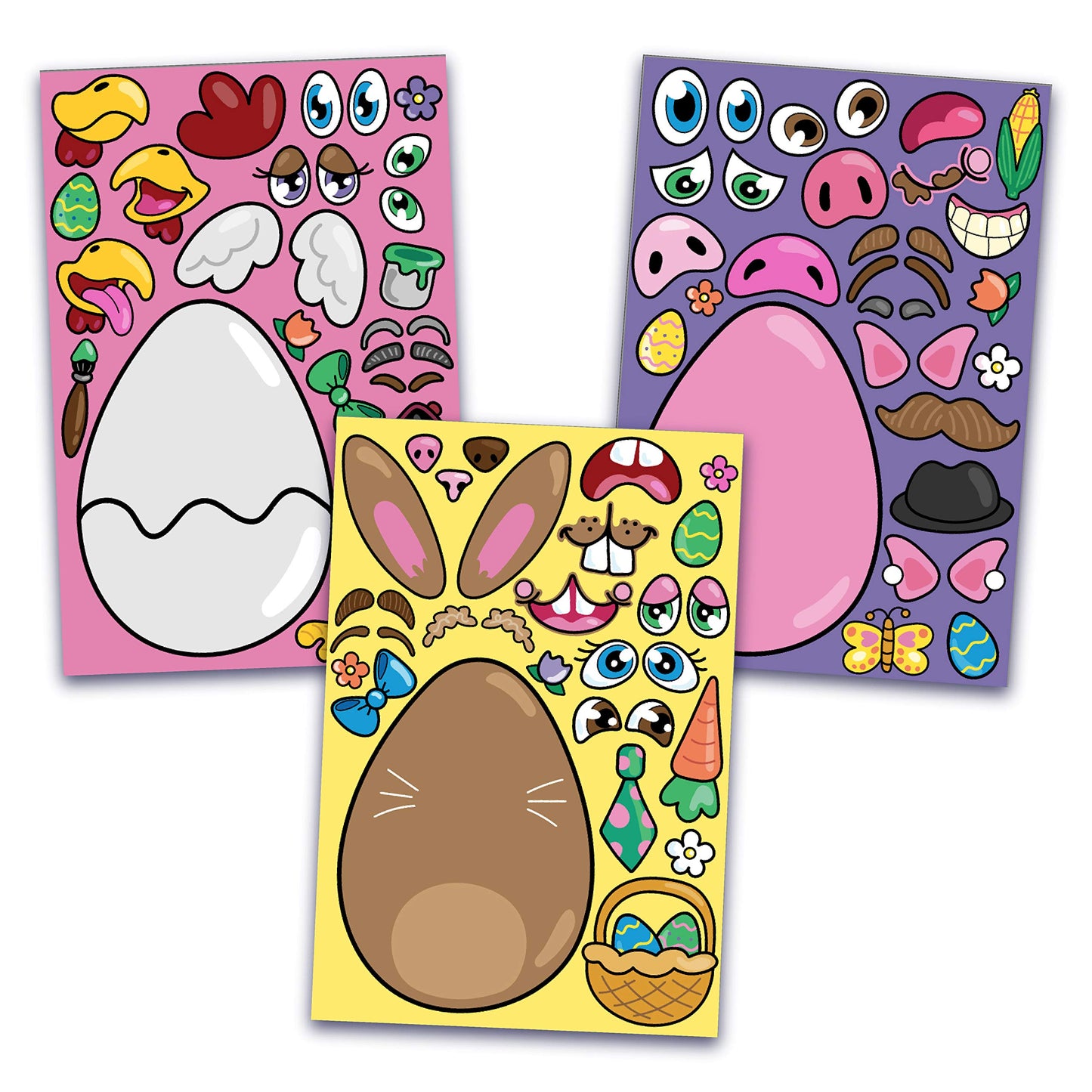 JOYIN 24 PCS Easter Stickers – Make-a-Face Animal Set with Easter Egg Theme