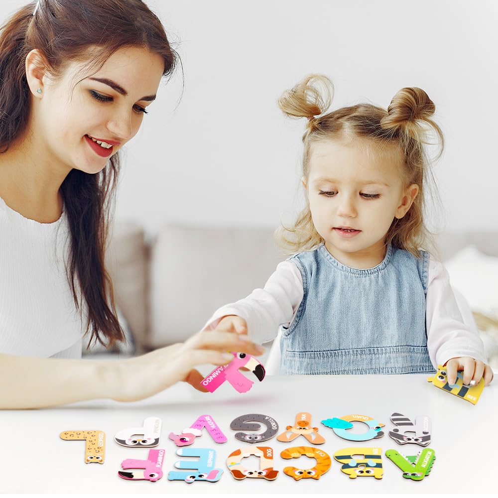 JOYIN Magnetic Letters: Animal Alphabet Fridge Magnets for Toddlers (Large Uppercase ABC)