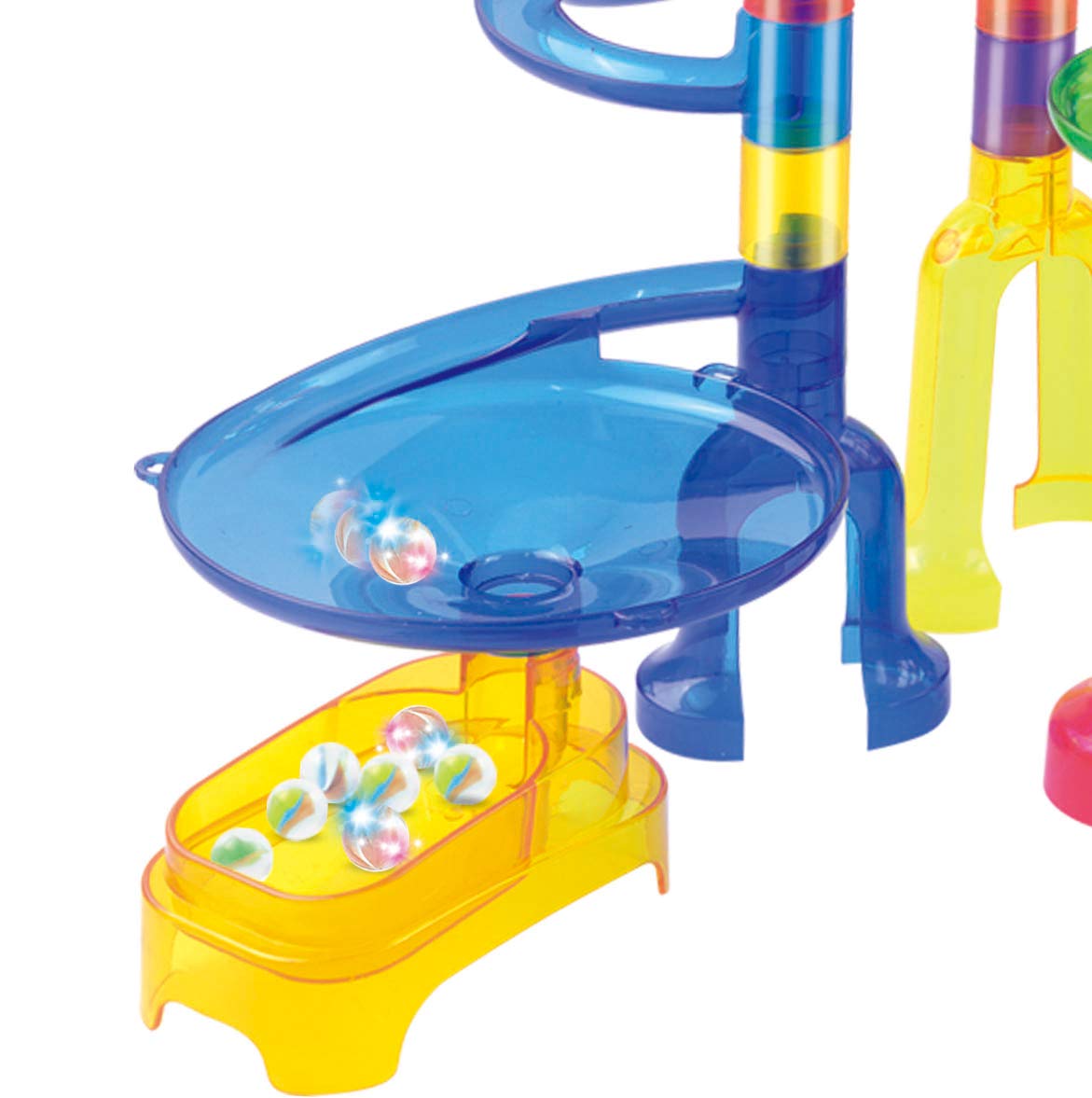 JOYIN 170Pcs Glowing Marble Run Set | STEM Building Blocks & Glow-in-the-Dark Marbles