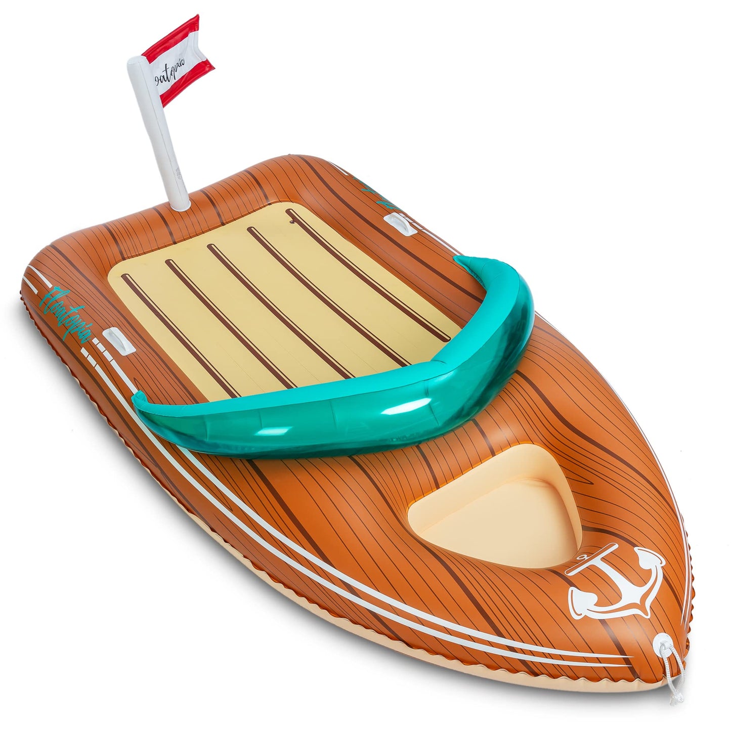 JOYIN Giant Boat Pool Float with Cooler – Two-Person Inflatable Lounger