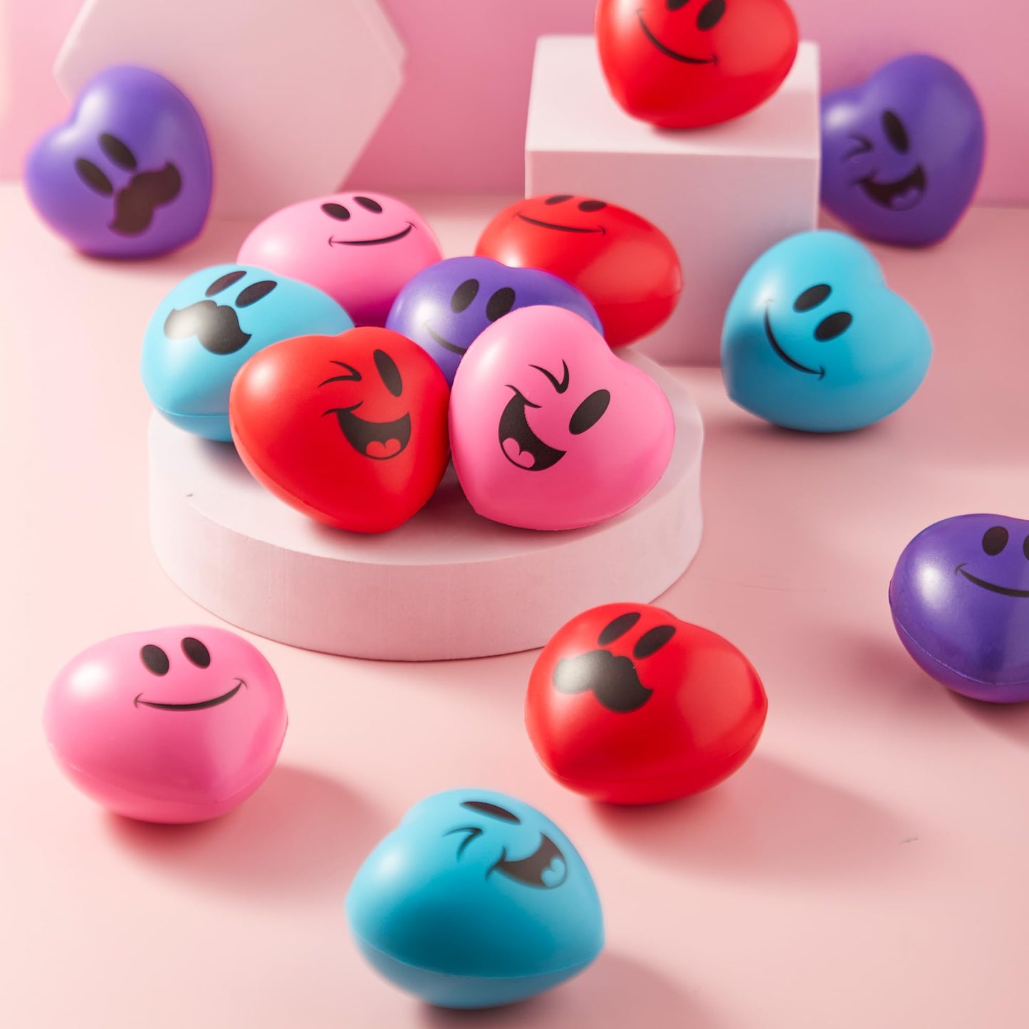 JOYIN 15 Pcs Valentines Heart Shape Stress Ball Set – 3in Squishy Toys