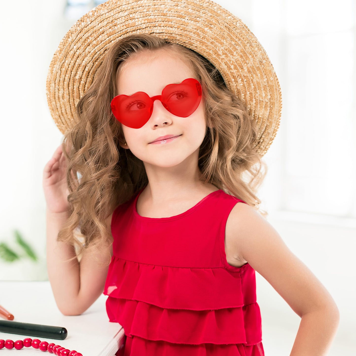 JOYIN 28 Packs Valentines Day Heart Shaped Sunglasses with Cards – Classroom Gifts & Party Favors