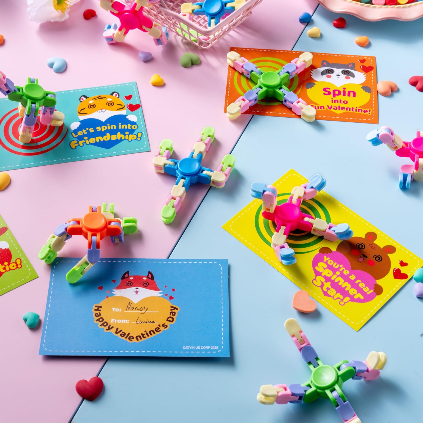 JOYIN 30-Pack Valentine’s Day Fidget Spinners with 6 Gift Card Designs