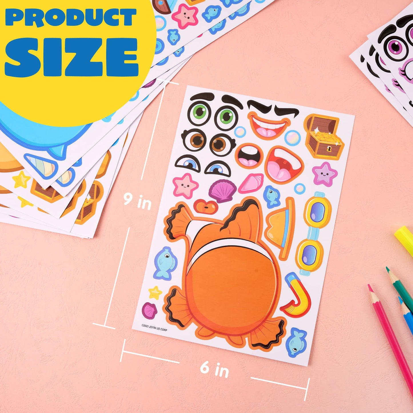 JOYIN 24PCS Make a Face Sea Stickers for Kids – Ocean Animal Party Favors & Crafts