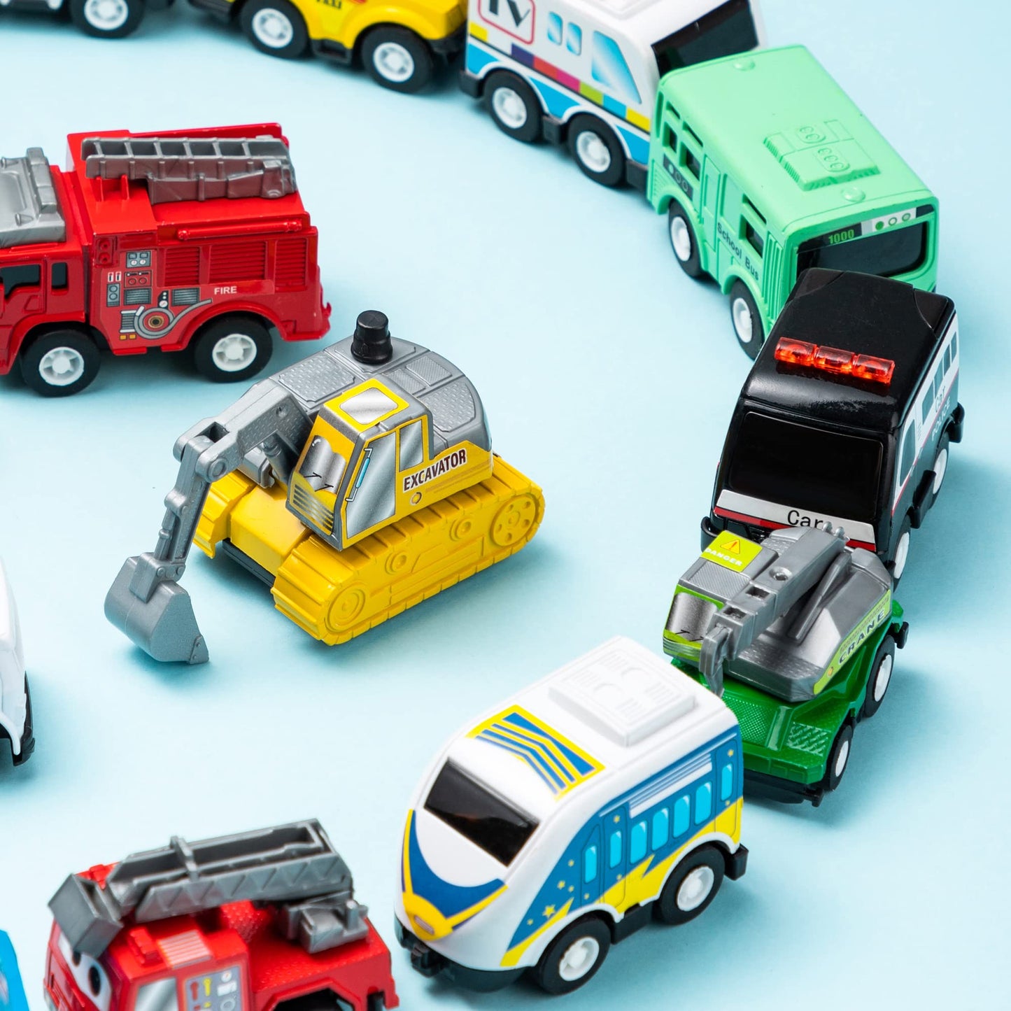 JOYIN 18 Pcs Pull-Back City Cars & Trucks Set — Friction-Powered Toys for Toddlers & Kids