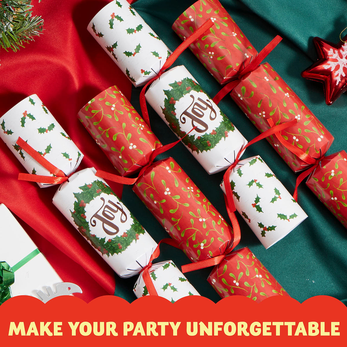 JOYIN 10-Pack Christmas No-Snap Party Favors — Hats, Jokes & Gifts for Holiday Table Decor