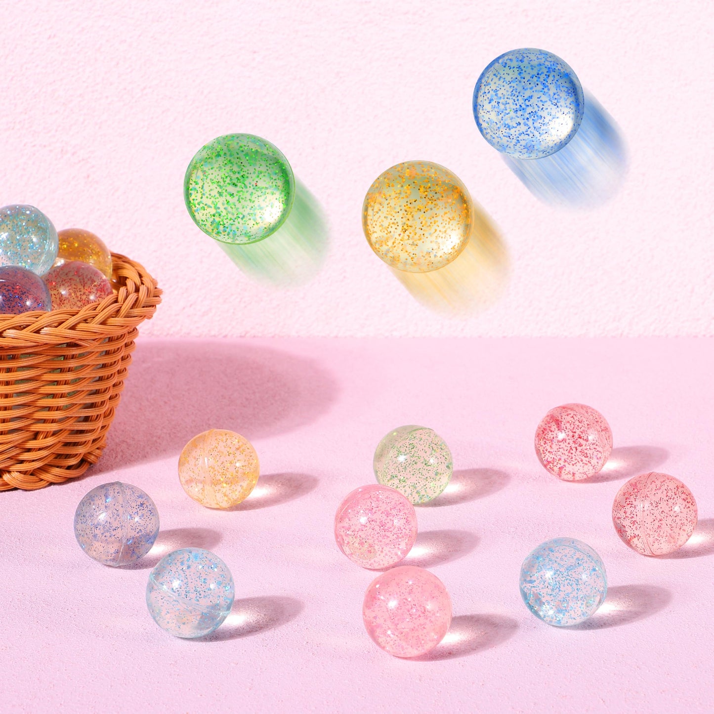 JOYIN 24 Pcs Glitter Bouncy Balls – 6 Styles, 32mm | Party Favors & Goodie Bags