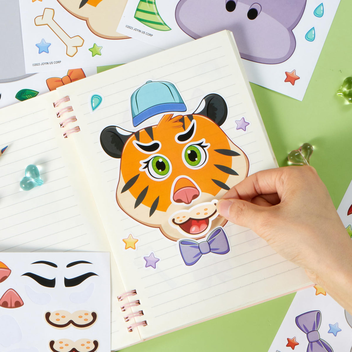 JOYIN 36Pcs Safari Animal Face Stickers – Make Your Own Jungle Party Favors
