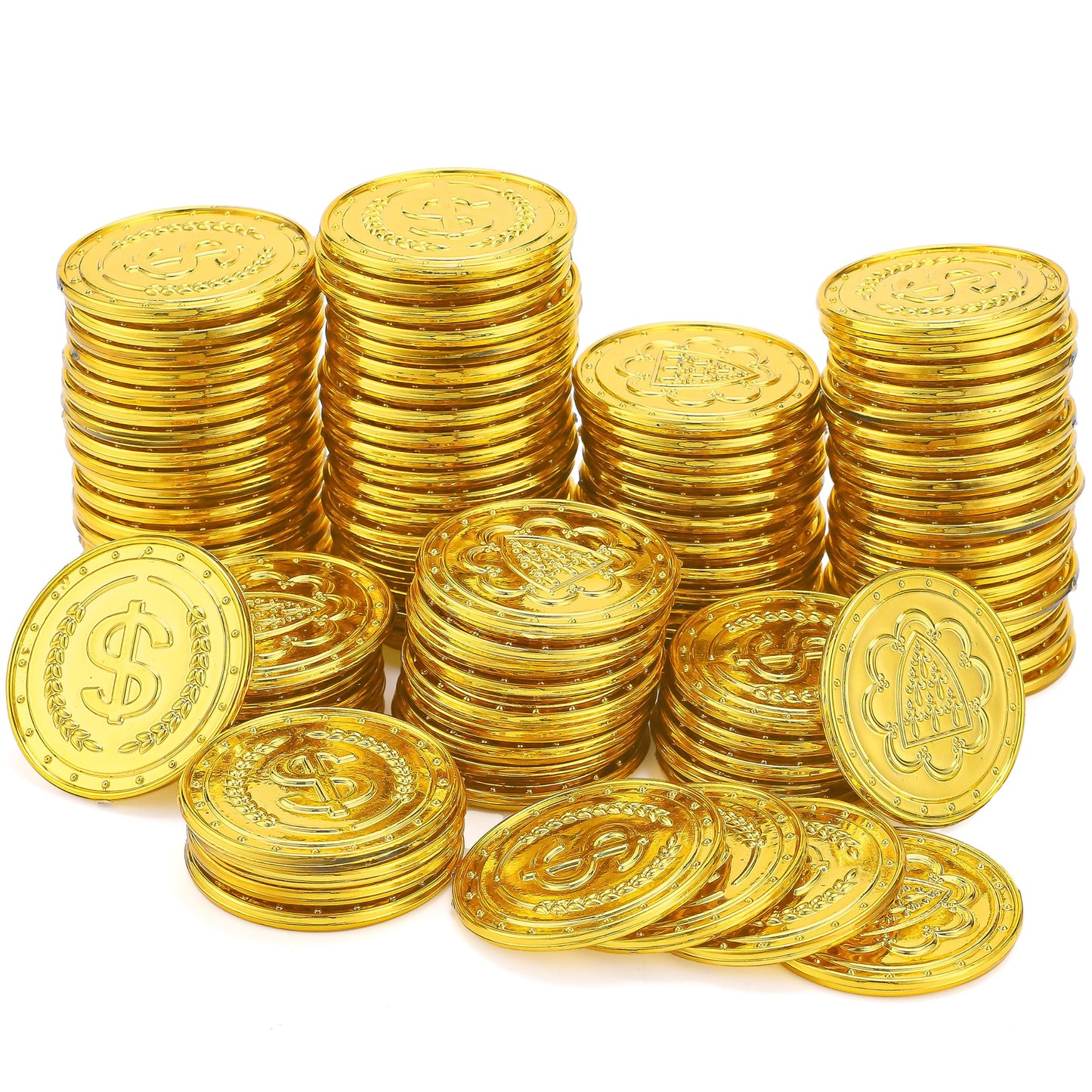 JOYIN 100 PCS St. Patrick's Day Coins – Plastic Gold Doubloons for Treasure Hunts, Party Favors & Decor