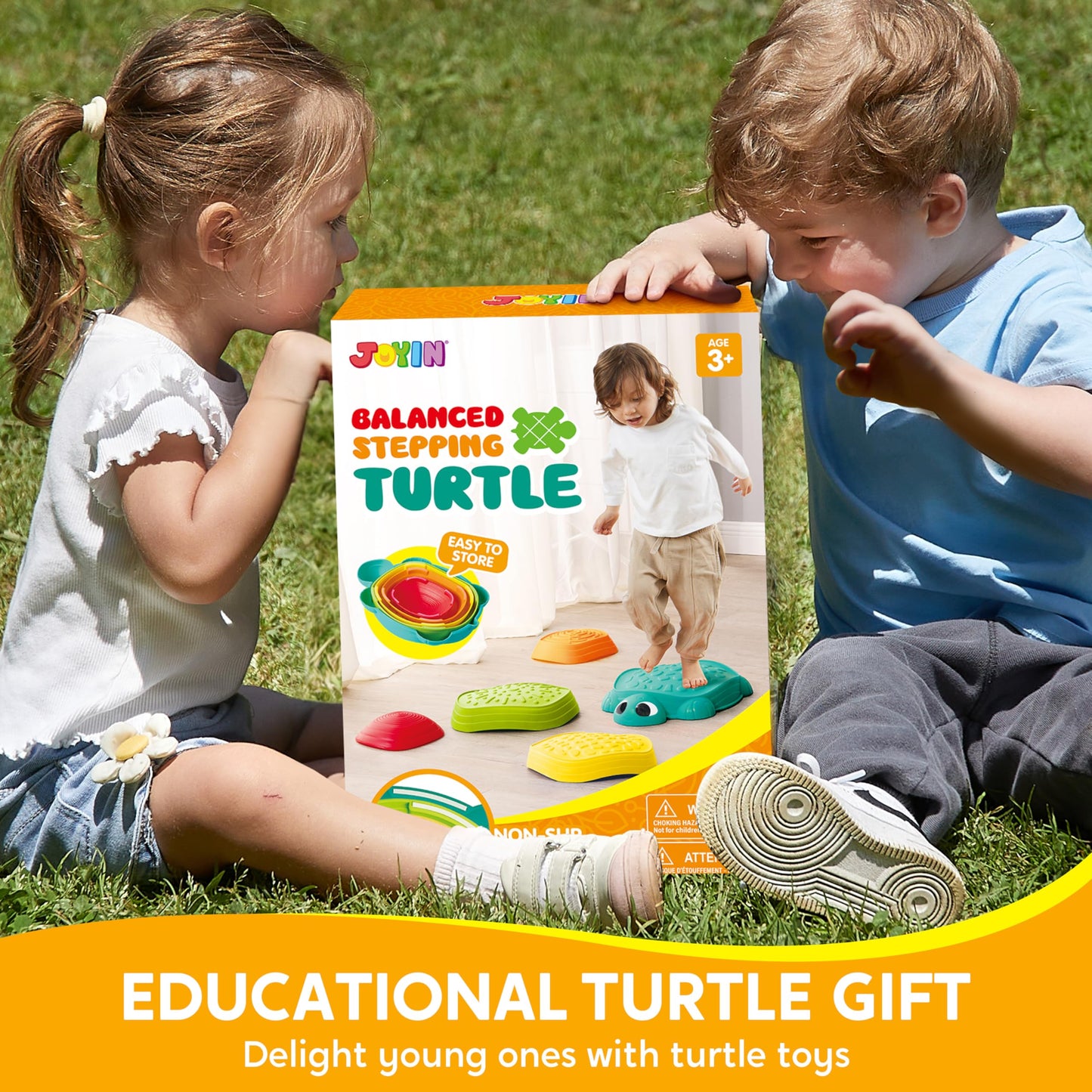 JOYIN 5 Pcs Turtle Balance Stepping Stones – Indoor Outdoor Kids Obstacle Course & Coordination Toy