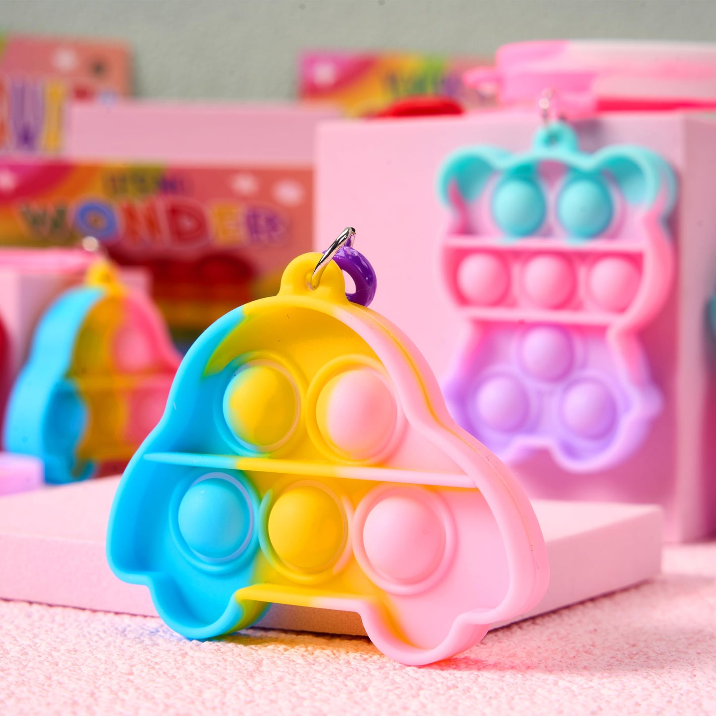JOYIN 30 Packs Valentine’s Day Gift Cards with Pop Bubble Keychains – 6 Designs Fidget Toys for Kids