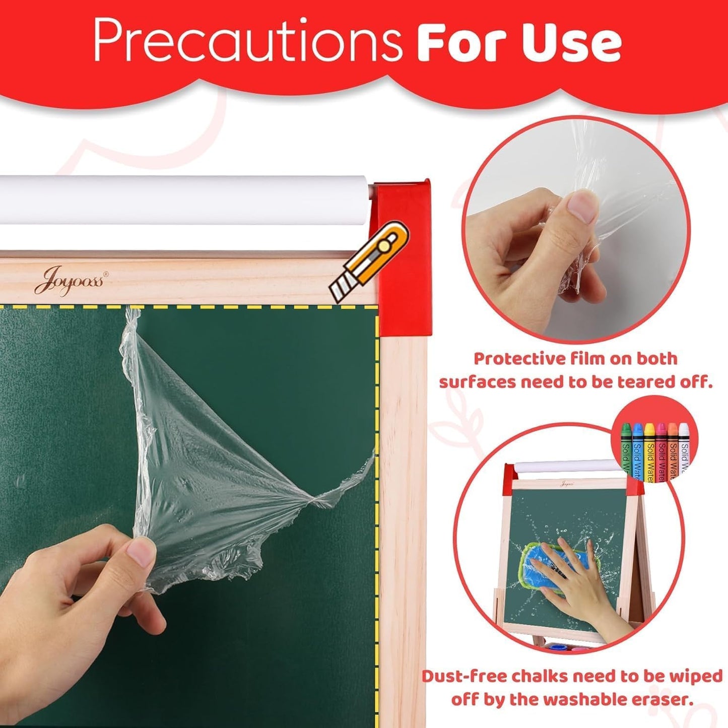 Joyooss Art Easel for Kids – Adjustable, Double-Sided Chalkboard & Whiteboard with Paper Roll (Ages 3–12)