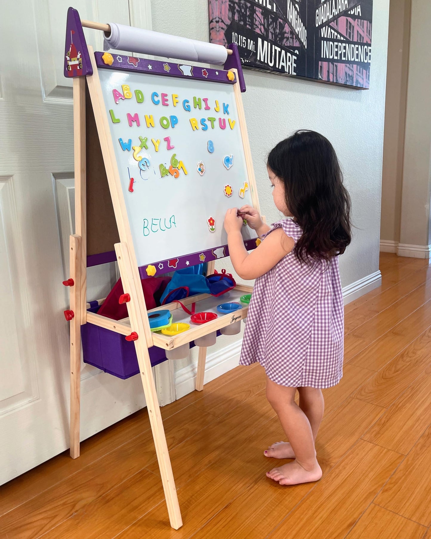Joyooss Art Easel for Kids – Adjustable Wooden Toddler Easel with Double-Sided Magnetic Board