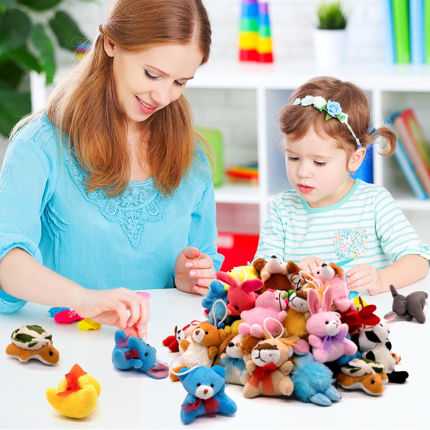 JoyRapt 48 Pack Valentines Day Small Stuffed Animals – Party Favors & Easter Basket Stuffers (2.3/2.5/3.5 inches)