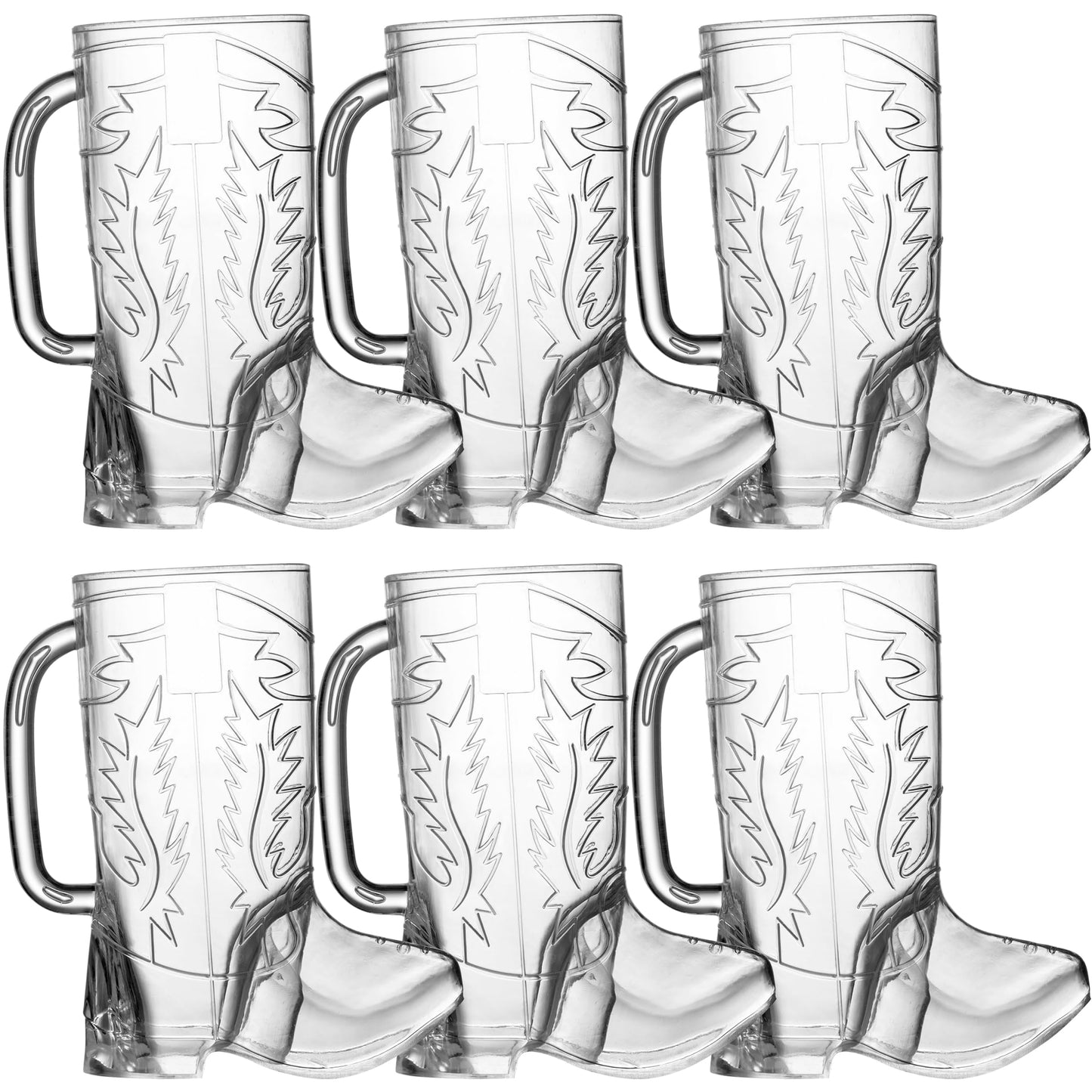JoyServe Cowboy Boot Cups – 17oz BPA-Free Plastic Mugs Bulk Pack (12)