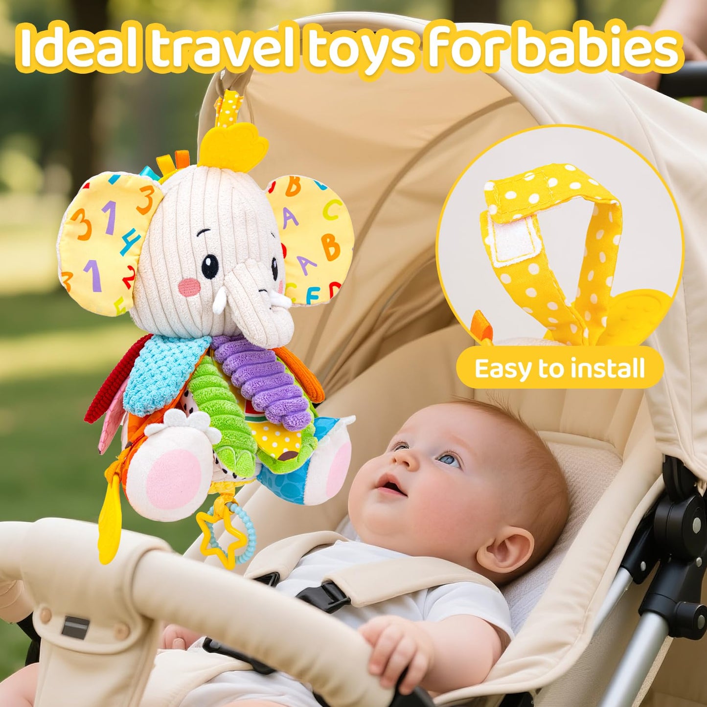 JoySpark Toys Baby Elephant – Musical Plush Toy for 0-12 Months | Tummy Time & Sensory Play