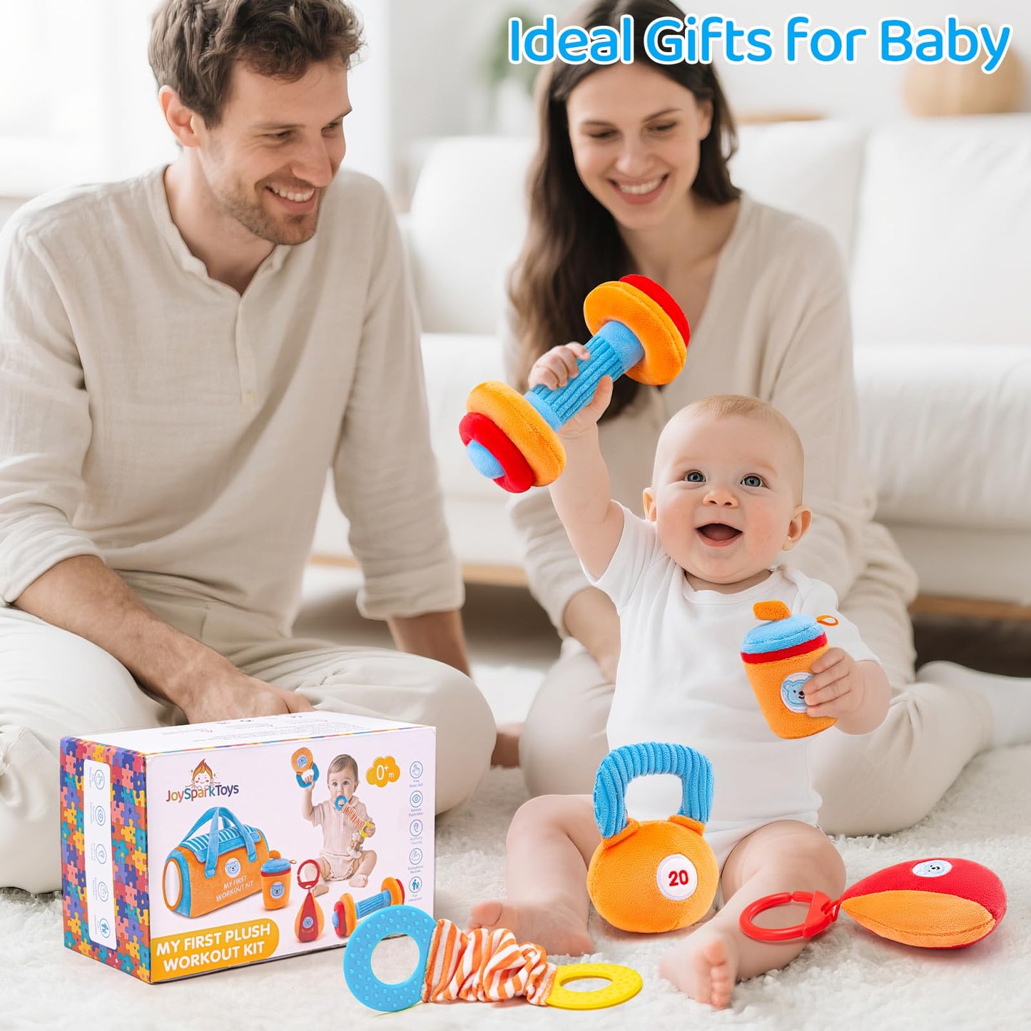 JoySpark Toys Baby Gym Sensory Set – 3-12 Months, Mirror, Teether & Rattle Montessori Toys