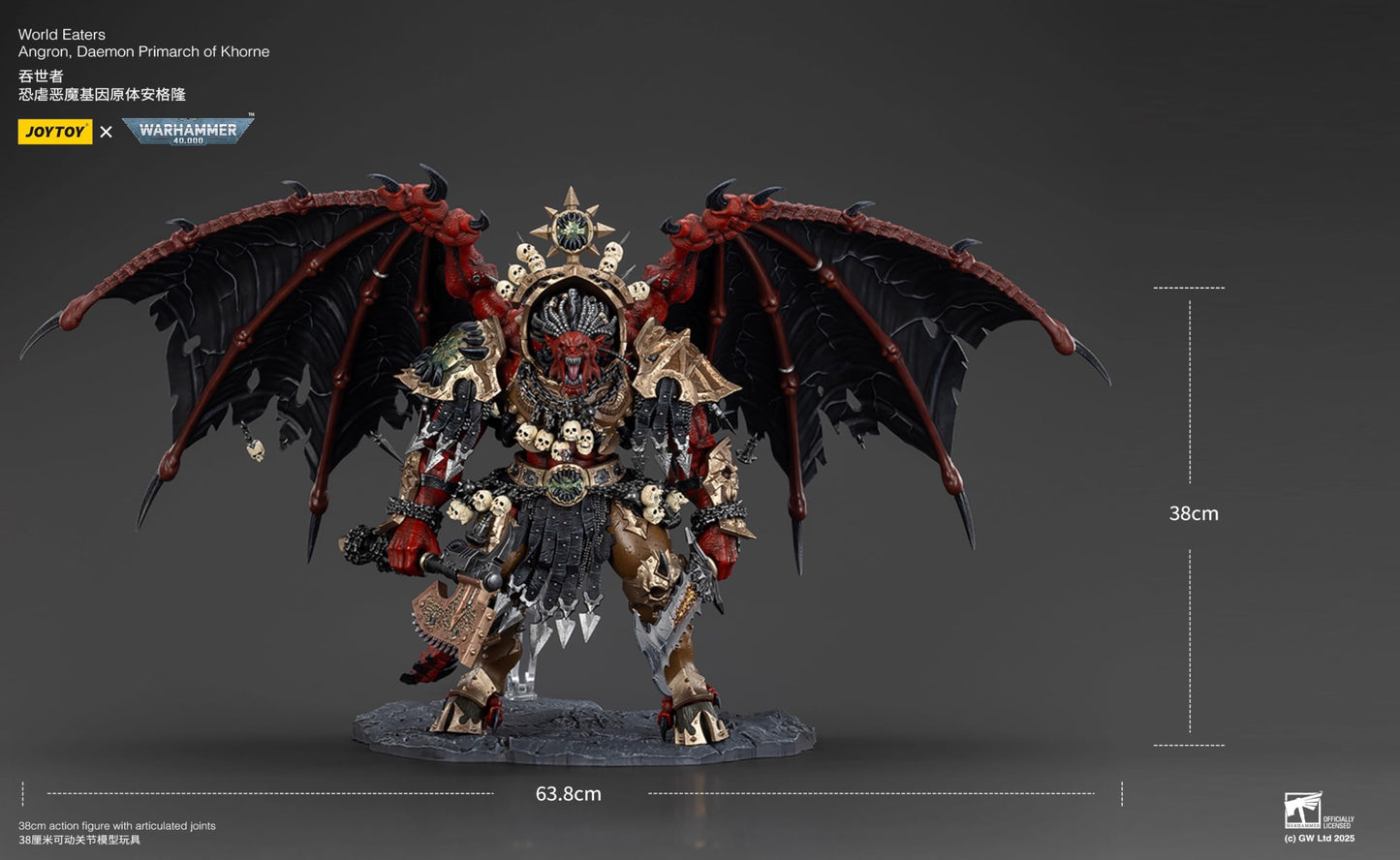 JOYTOY Angron Warhammer 40K 1/18 Action Figure – World Eaters, Daemon Primarch, 15-Inch Collectible