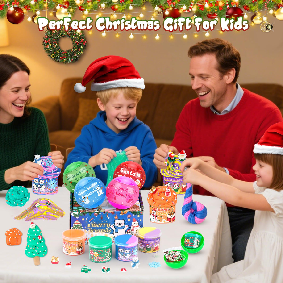 Joytry Christmas Stocking Stuffers: 4-Pack Butter Slime Balls Kit for Kids