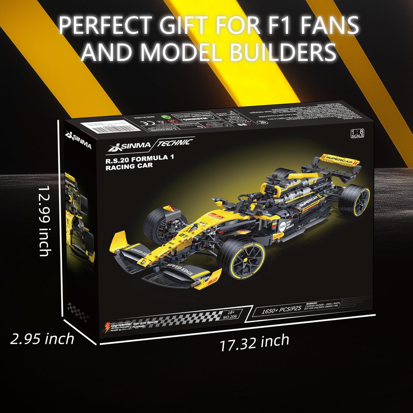 JSINMA Technic F1 RS20 Racing Car Kit – 1:8 Scale, 1650+ Pieces, Display Model, Gift for F1 Fans
