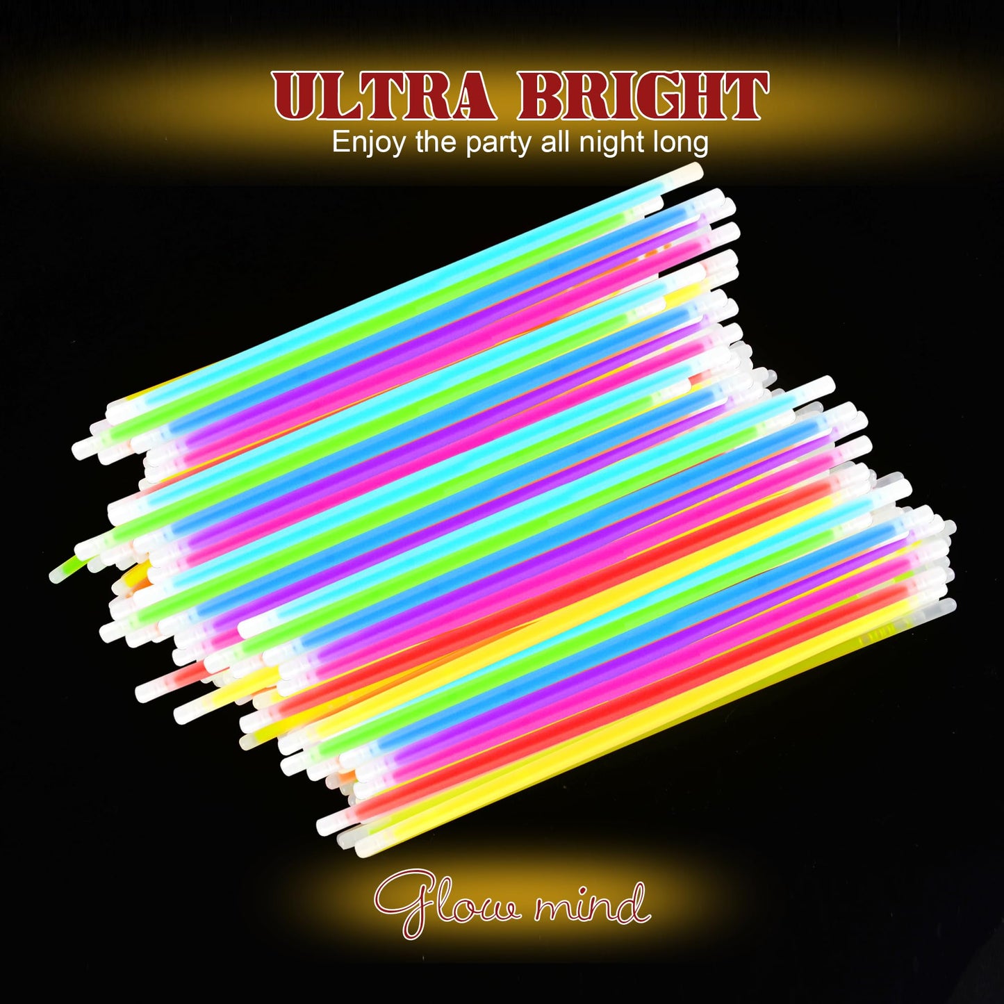 JSronms 500 Ultra Bright Glow Sticks – 8-inch Bulk Pack for Kids, Parties & Glow-in-the-Dark Decor
