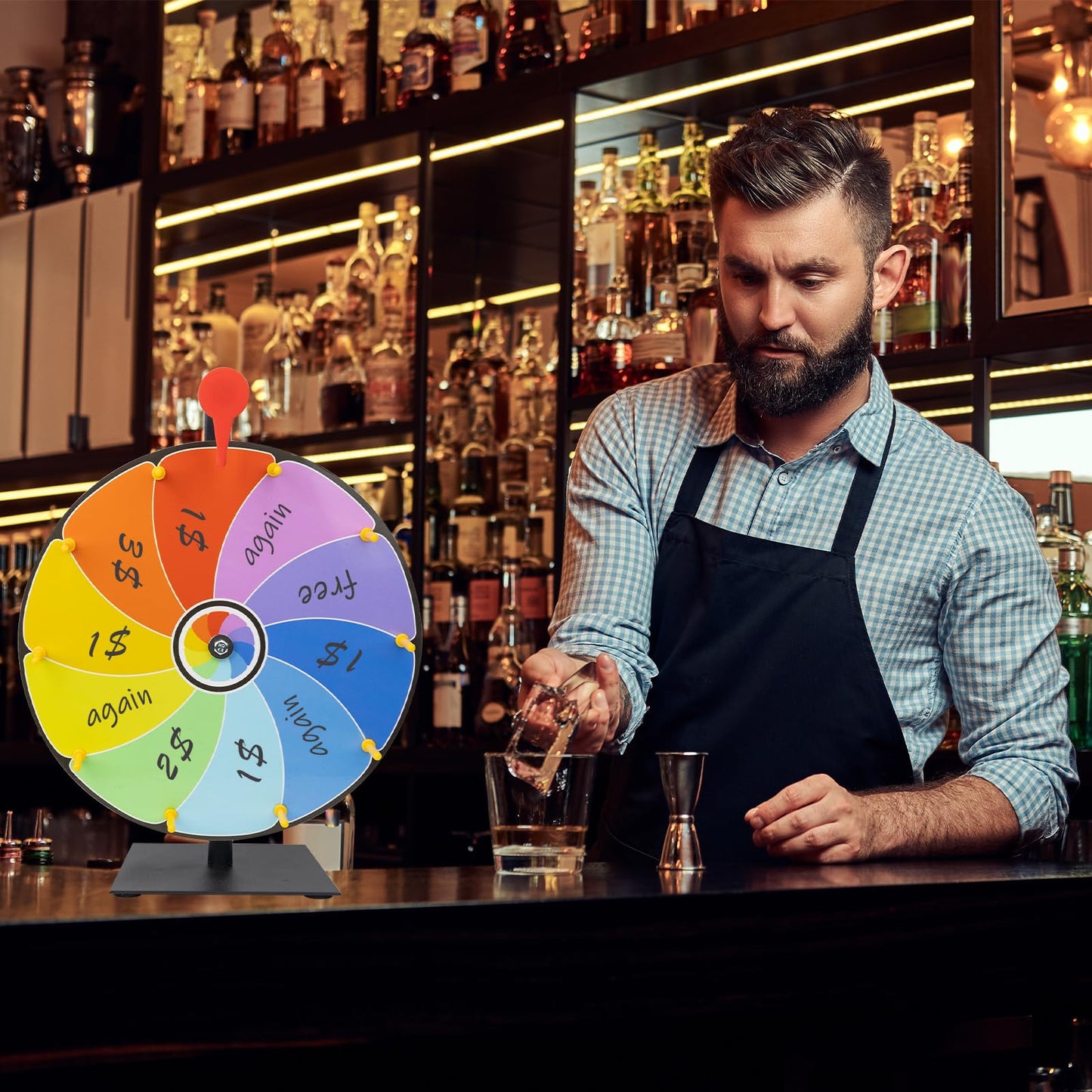JstFrU 12-Inch Heavy-Duty Spinning Prize Wheel – 10 Slots, Tabletop Roulette with Stand, Eraser & Instructions