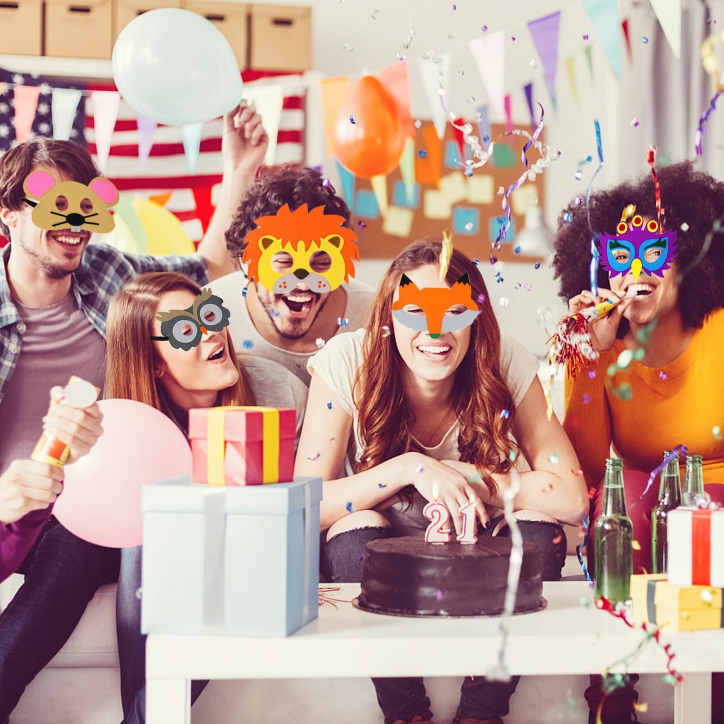 Jtnohx 10-Piece Raccoon Mask Set – Felt Animal Masks for Party & Creative Dress-Up