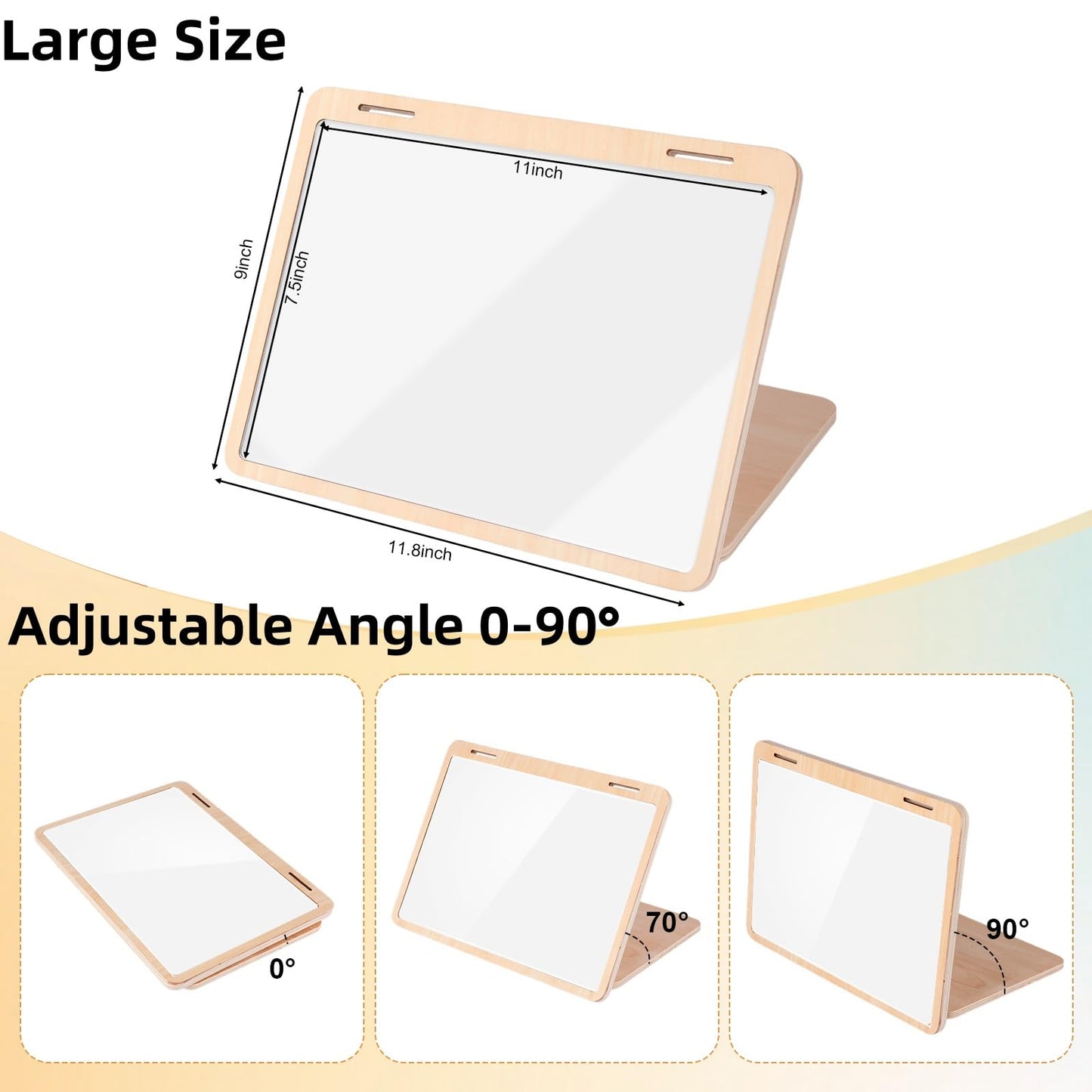 Juhg Tummy Time Mirror – Large Double-Sided Baby Mirror with High-Contrast Cards & Adjustable Angle