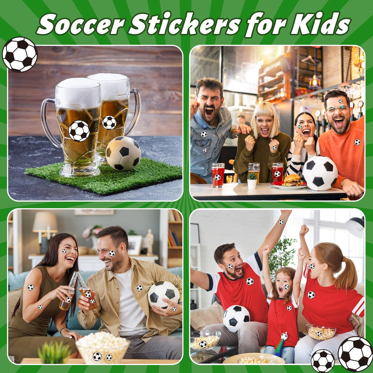 JULMELON 512Pcs Soccer Stickers for Kids – Water-Repellent Self-Adhesive Party Favors