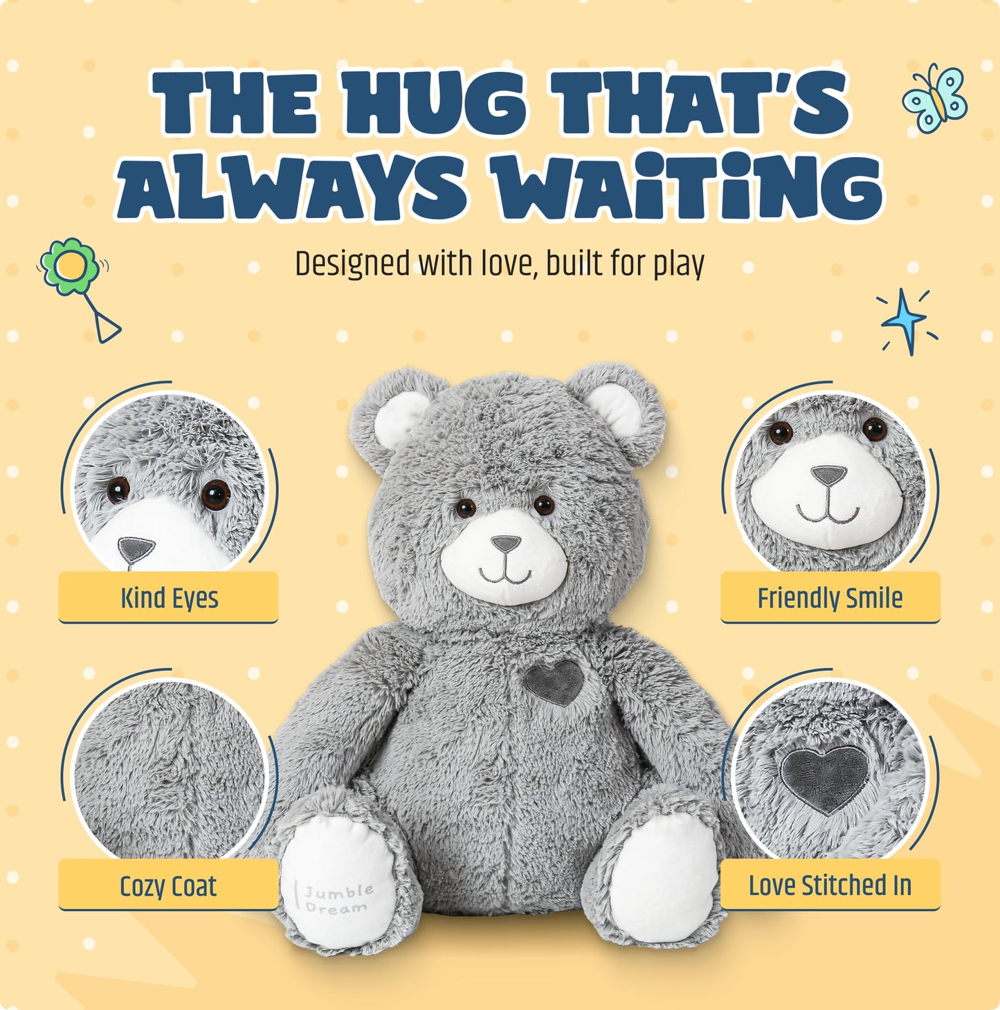 Jumble Dream Jumble Bear 4LB Weighted Plush Toy – Large Comfort Bear for All Ages