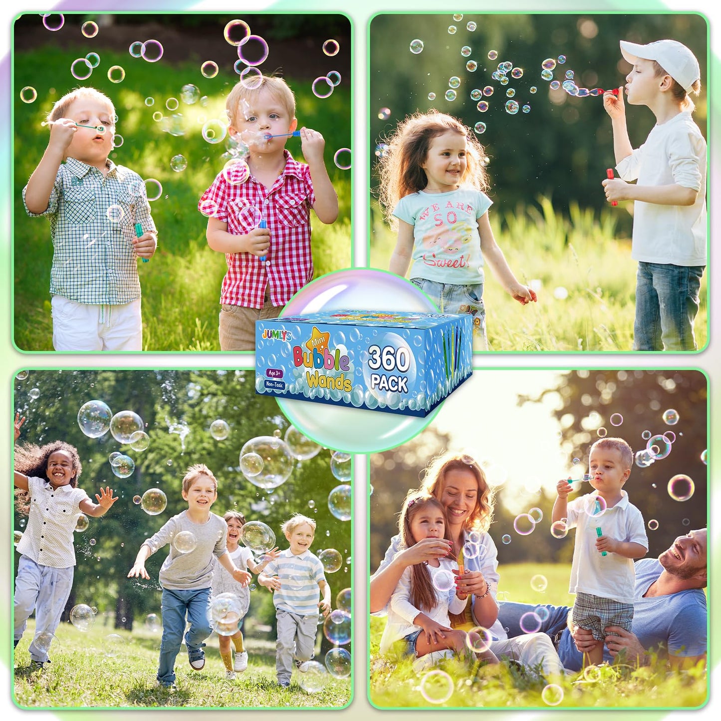 Jumlys 240 Mini Bubble Wands in 6 Colors | Bulk Party Favors for Kids