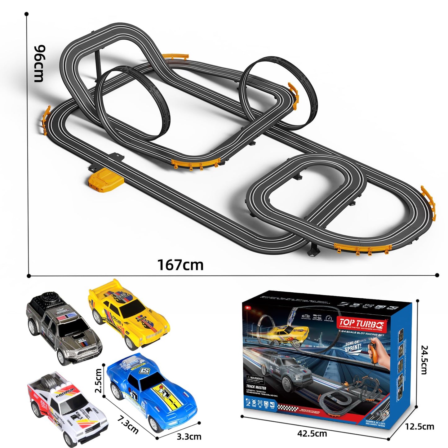 Jumplanma Slot Car Track — 4 High-Speed Cars, Dual Racing Game for Kids