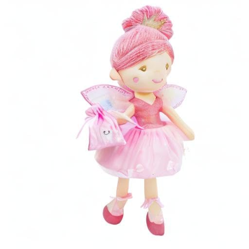 June Garden Anastasia – 17-Inch Tooth Fairy Doll | Plush Pink Dress, Shimmery Wings, Travel-Ready Companion