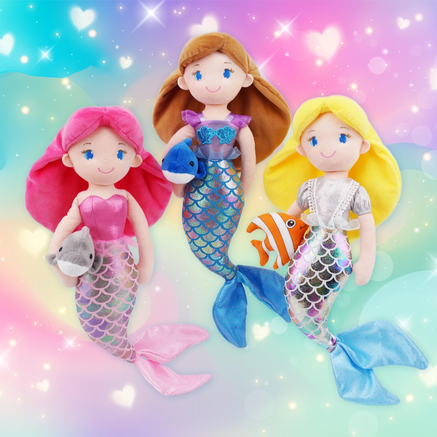 June Garden Atlantic Wonders Series - Mermaid Princess Thalassa Seabreeze 16-Inch Soft Plush Mermaid Doll