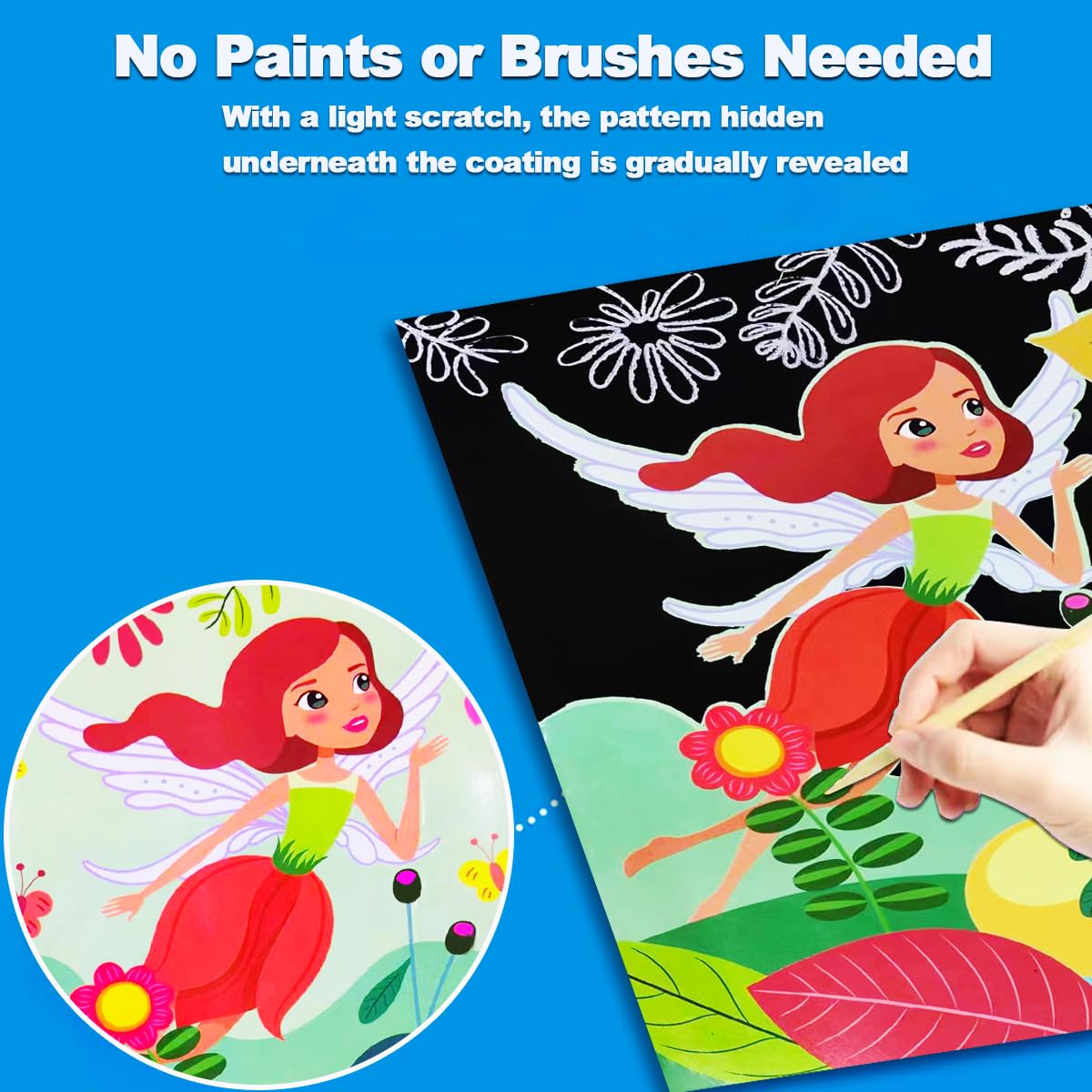 JUNQIU Scratch Art for Kids – Mermaid Rainbow Paper Set | Arts & Crafts Kit