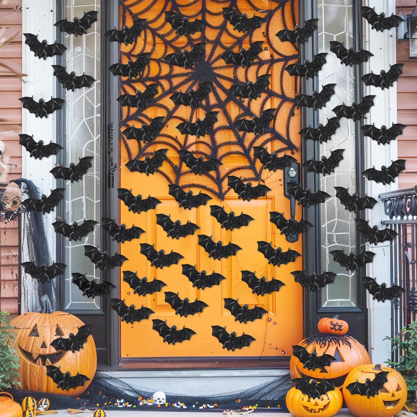 Junware 180Pcs Halloween Mini Decor Set – Skull Heads, Bats & Spiders