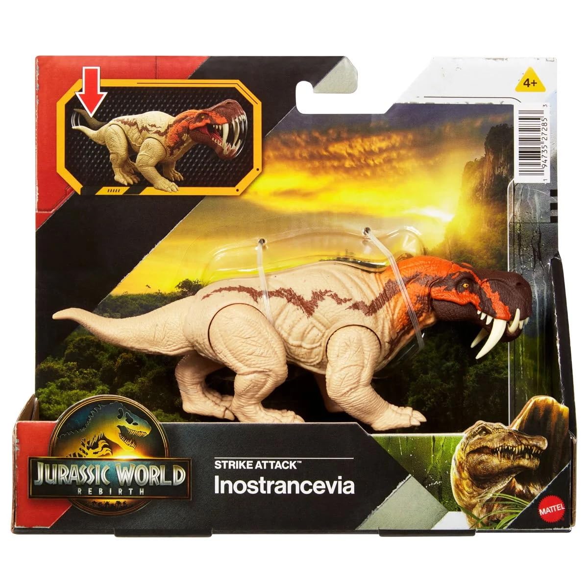 Jurassic World Rebirth Strike Attack Inostrancevia Dinosaur Toy – Single Strike Action & Authentic Posable Design