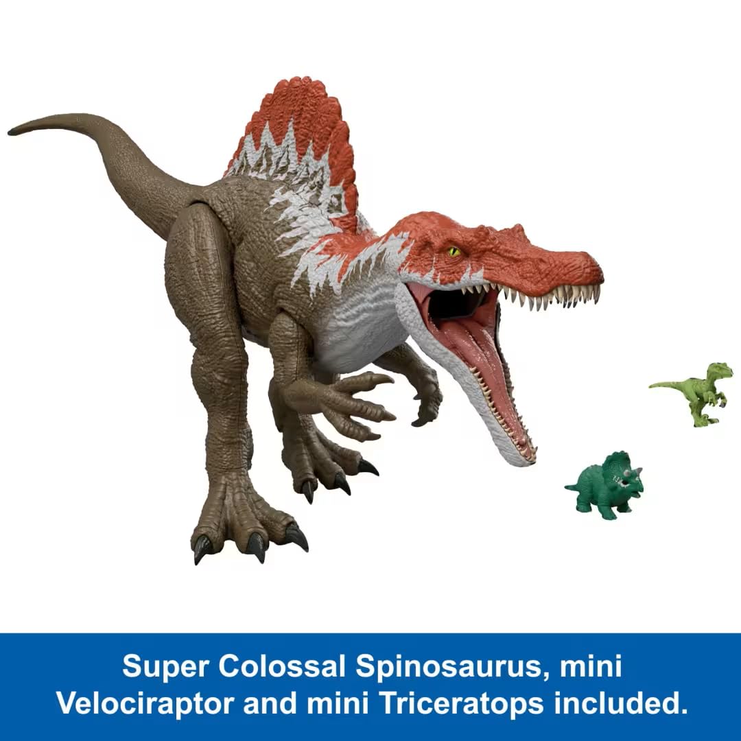 Jurassic World Super Colossal Spinosaurus Figure – 36-Inch Giant with Interactive Stomach & Minis