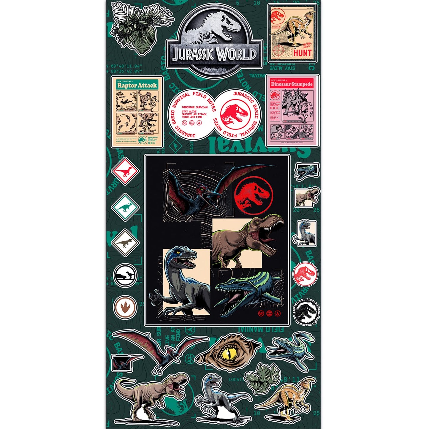 Jurassic World 12-Pack Sticker Sheets – Kids Birthday Party Favors