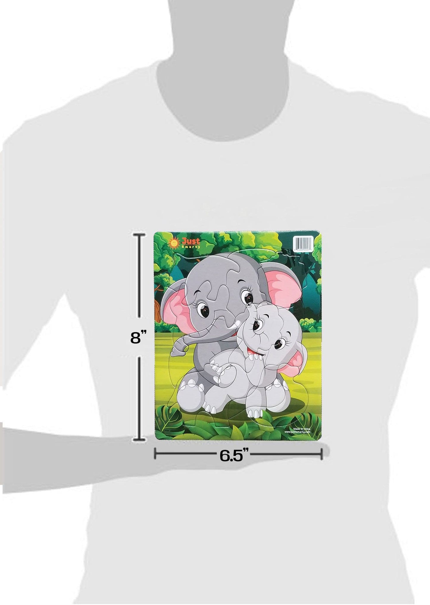 Just Smarty Preschool Jigsaw Puzzles - Set of 2 (10-Piece Elephant & 11-Piece Bear) with Tray | Ages 3-5 | Level 3